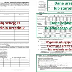 Wniosek o wydanie prawa jazdy online. Dane urzędu lub starostwa, dane osobowe składającego wniosek, wypełnia urzędnik lub ubiegający się o wymianę prawa jazdy.