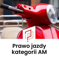 Czerwony skuter i tekst: Prawo jazdy kategorii AM za darmo.