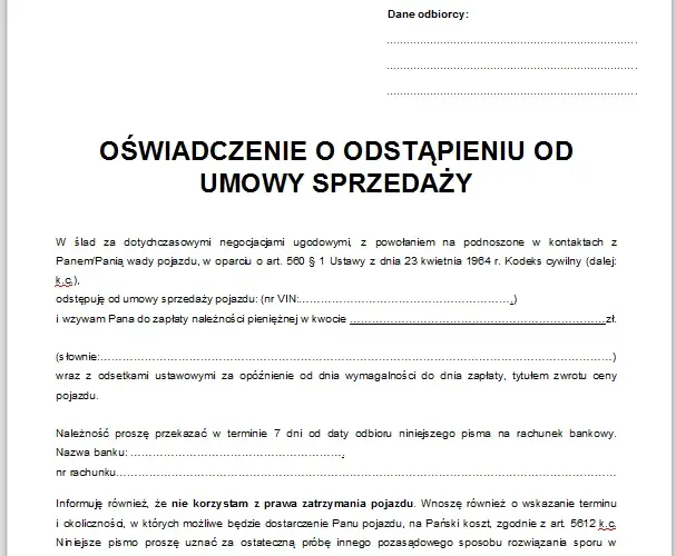 Ile dni masz na odstąpienie od umowy kupna samochodu? Sprawdź swoje prawa!