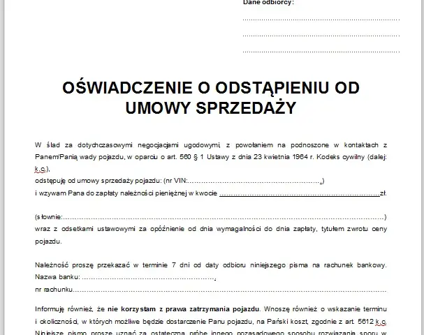 Czy można odstąpić od umowy kupna samochodu? Prawo, warunki i konsekwencje
