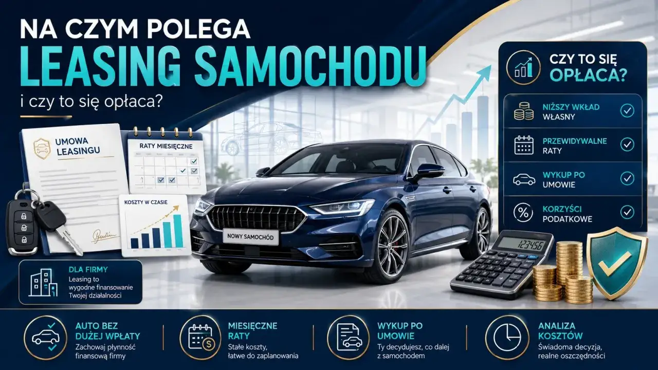 Leasing samochodu: umowa, raty, wykup, korzyści podatkowe. Dowiedz się, co to leasing i czy się opłaca.